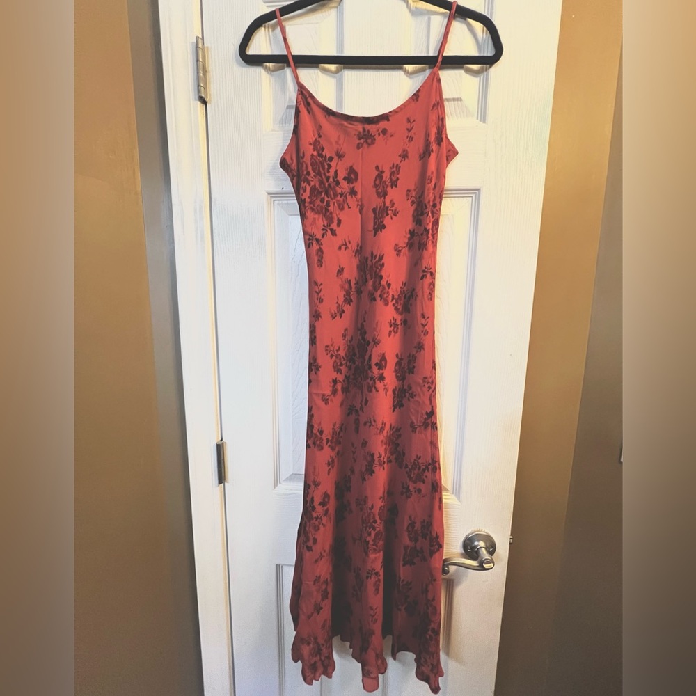 Reformation Burnt Orange Floral Slip Midi Dress - Picture 6 of 6